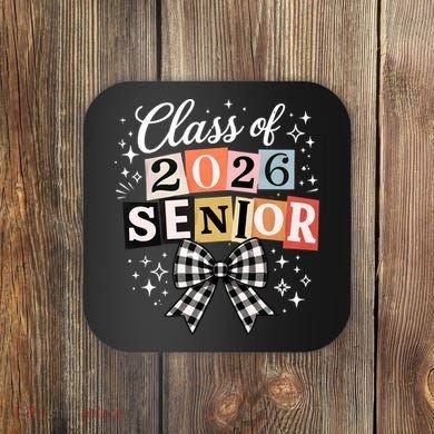 Class Of 2026 Senior Plaid Bow Coaster