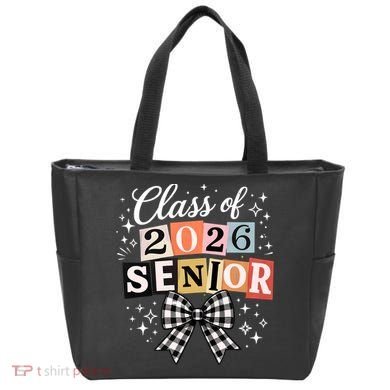 Class Of 2026 Senior Plaid Bow Tote Bag