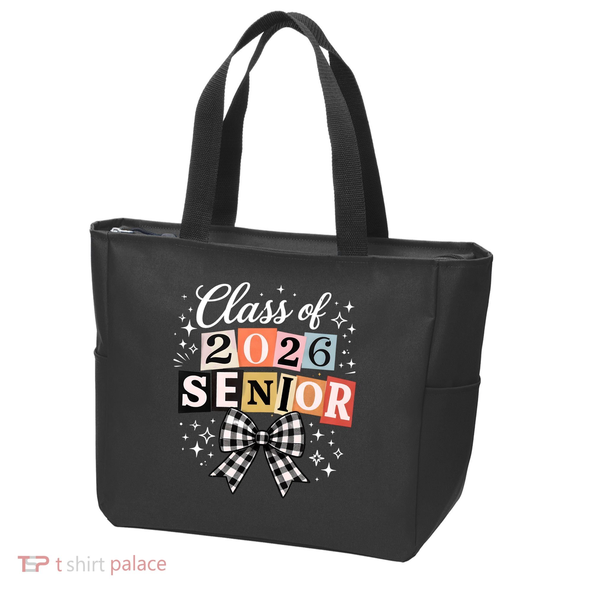 Class Of 2026 Senior Plaid Bow Tote Bag