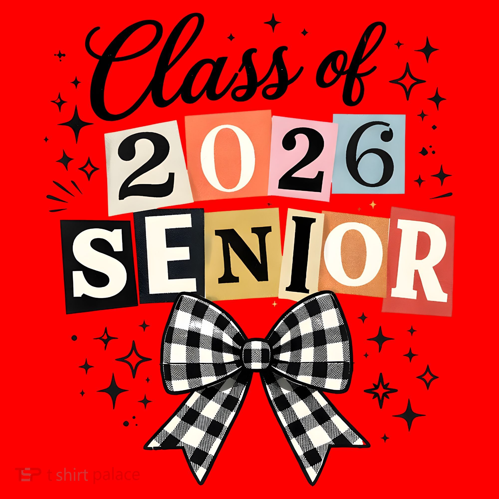 Class Of 2026 Senior Plaid Bow Santa Hat