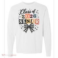 Class Of 2026 Senior Plaid Bow Comfort Colors Heavyweight Long Sleeve T-Shirt thumb 0