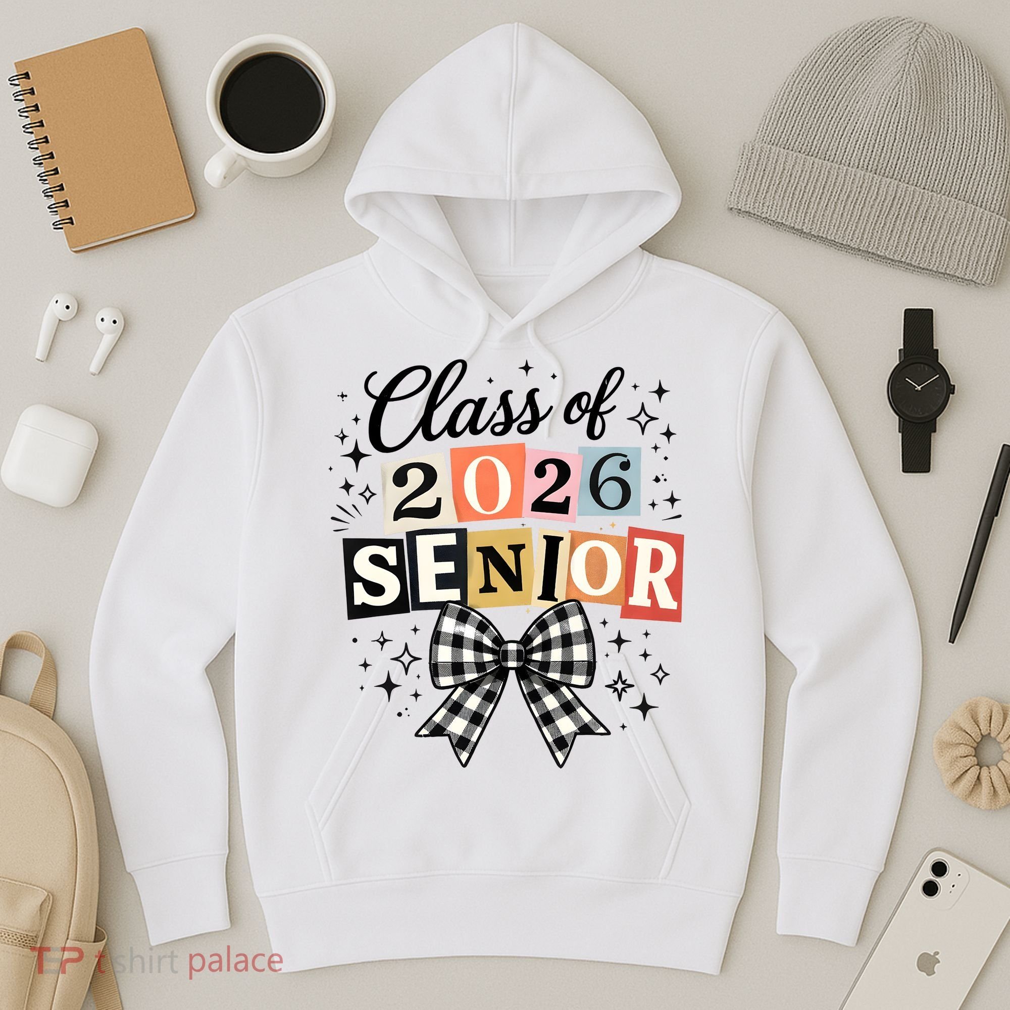 Class Of 2026 Senior Plaid Bow Hoodie