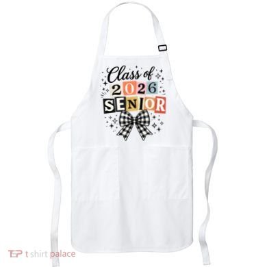 Class Of 2026 Senior Plaid Bow Apron