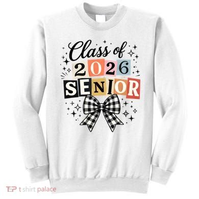 Class Of 2026 Senior Plaid Bow Sweatshirt