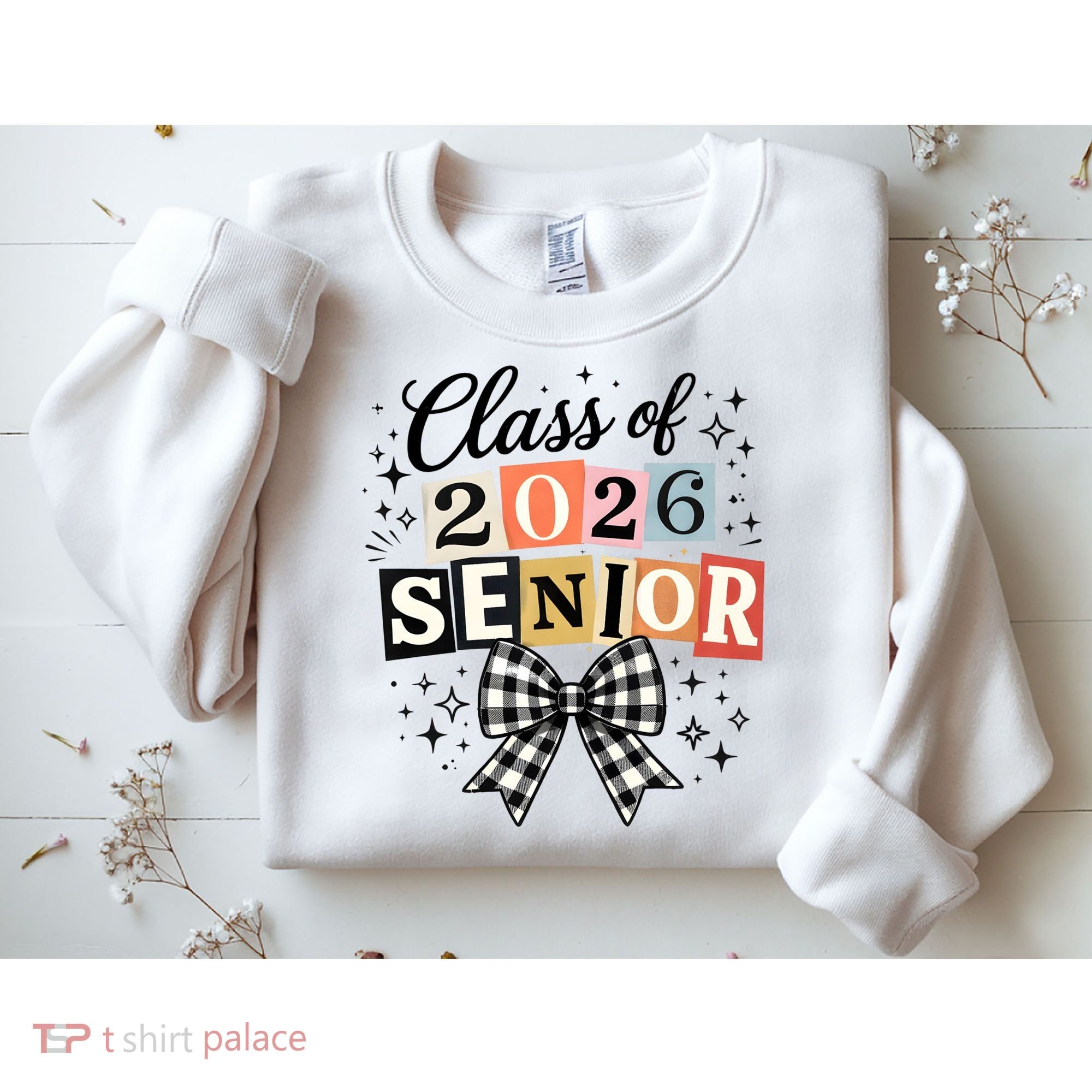 Class Of 2026 Senior Plaid Bow Sweatshirt