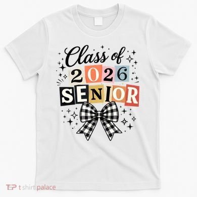 Class Of 2026 Senior Plaid Bow T-Shirt