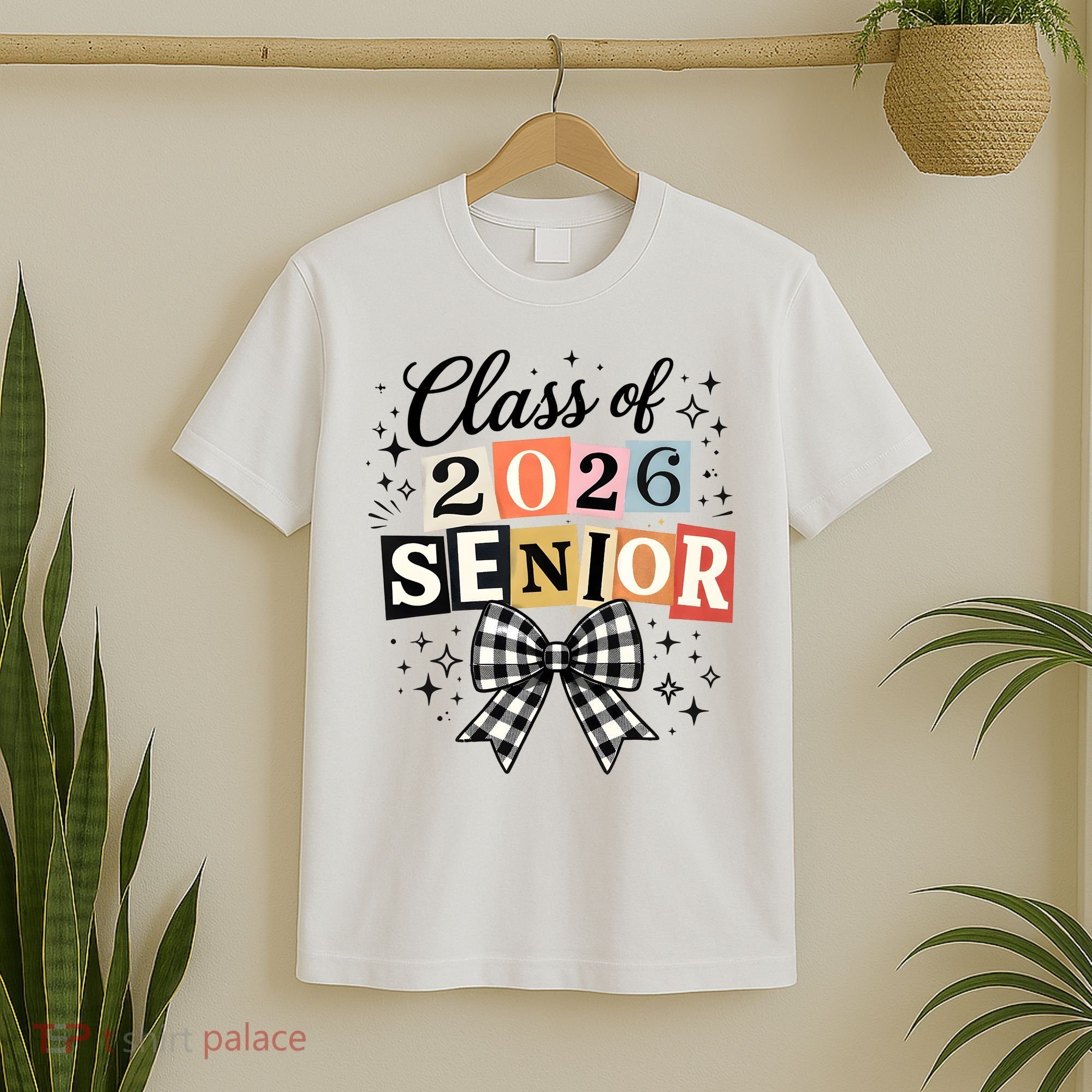 Class Of 2026 Senior Plaid Bow T-Shirt