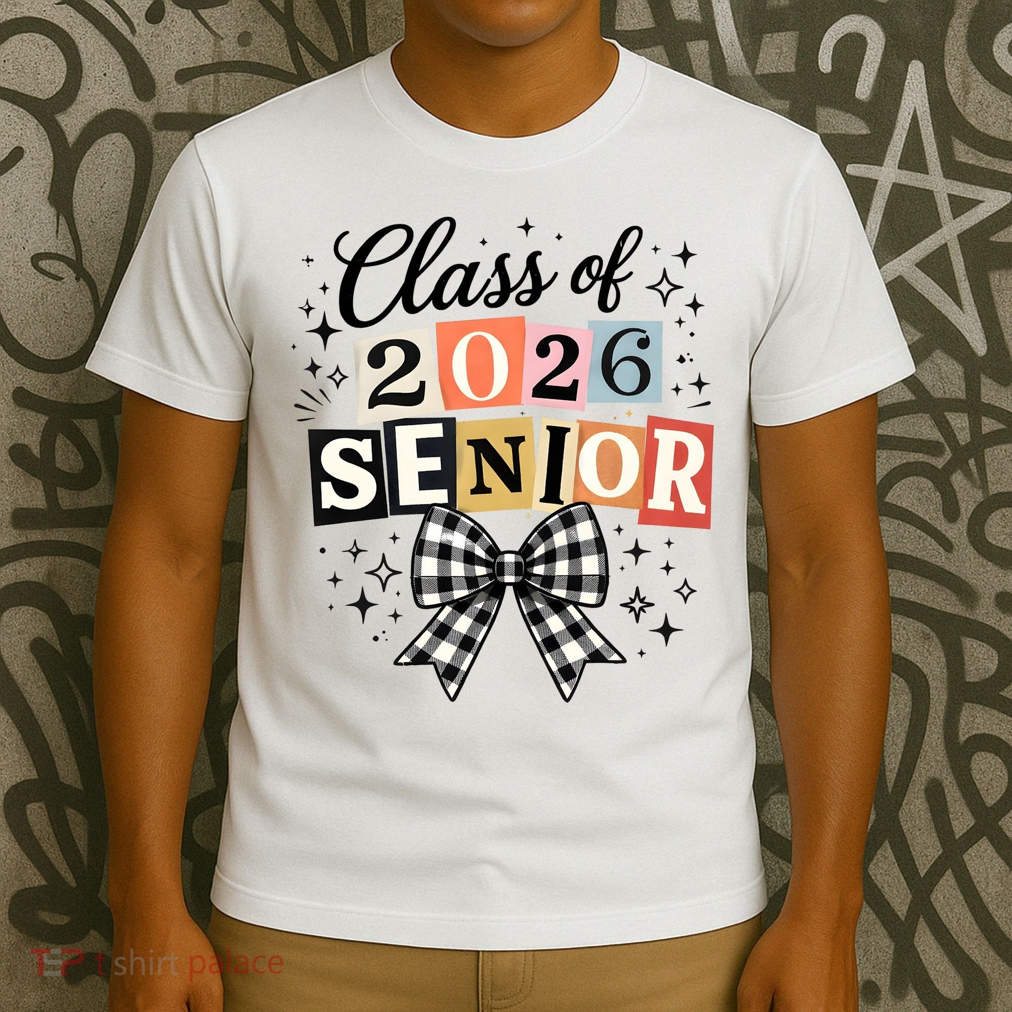 Class Of 2026 Senior Plaid Bow T-Shirt
