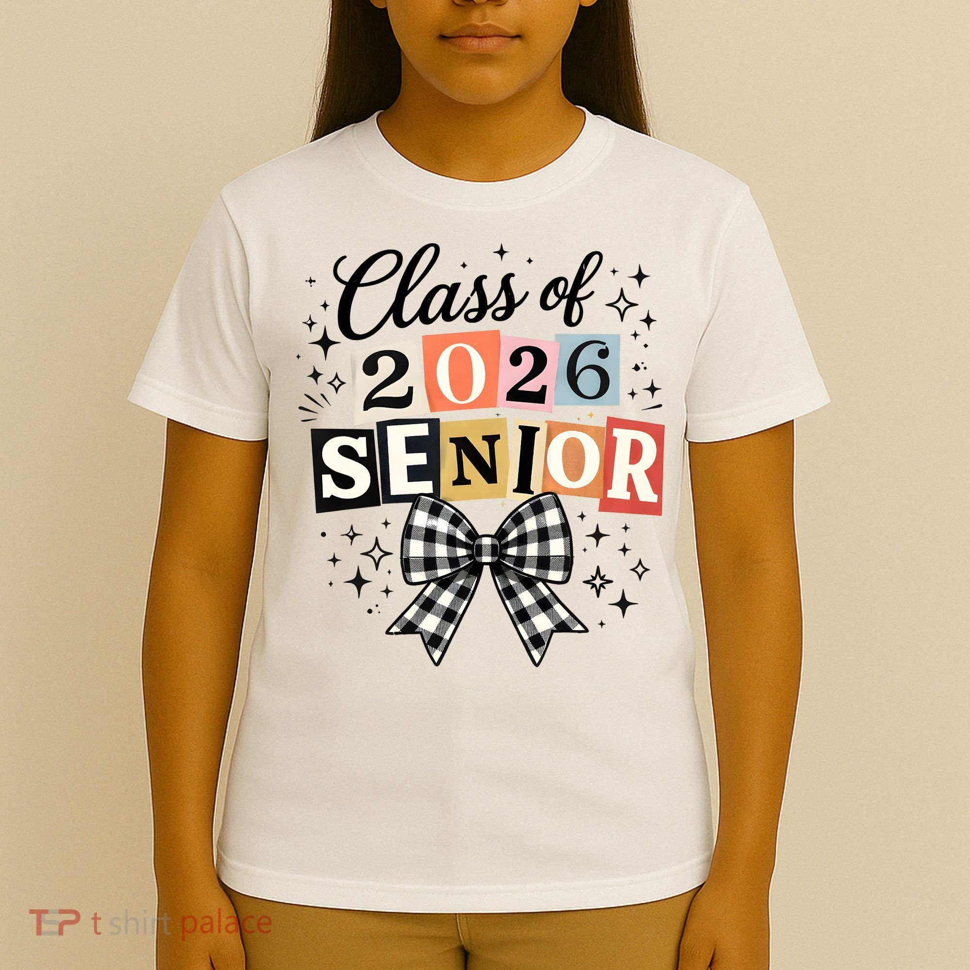 Class Of 2026 Senior Plaid Bow T-Shirt