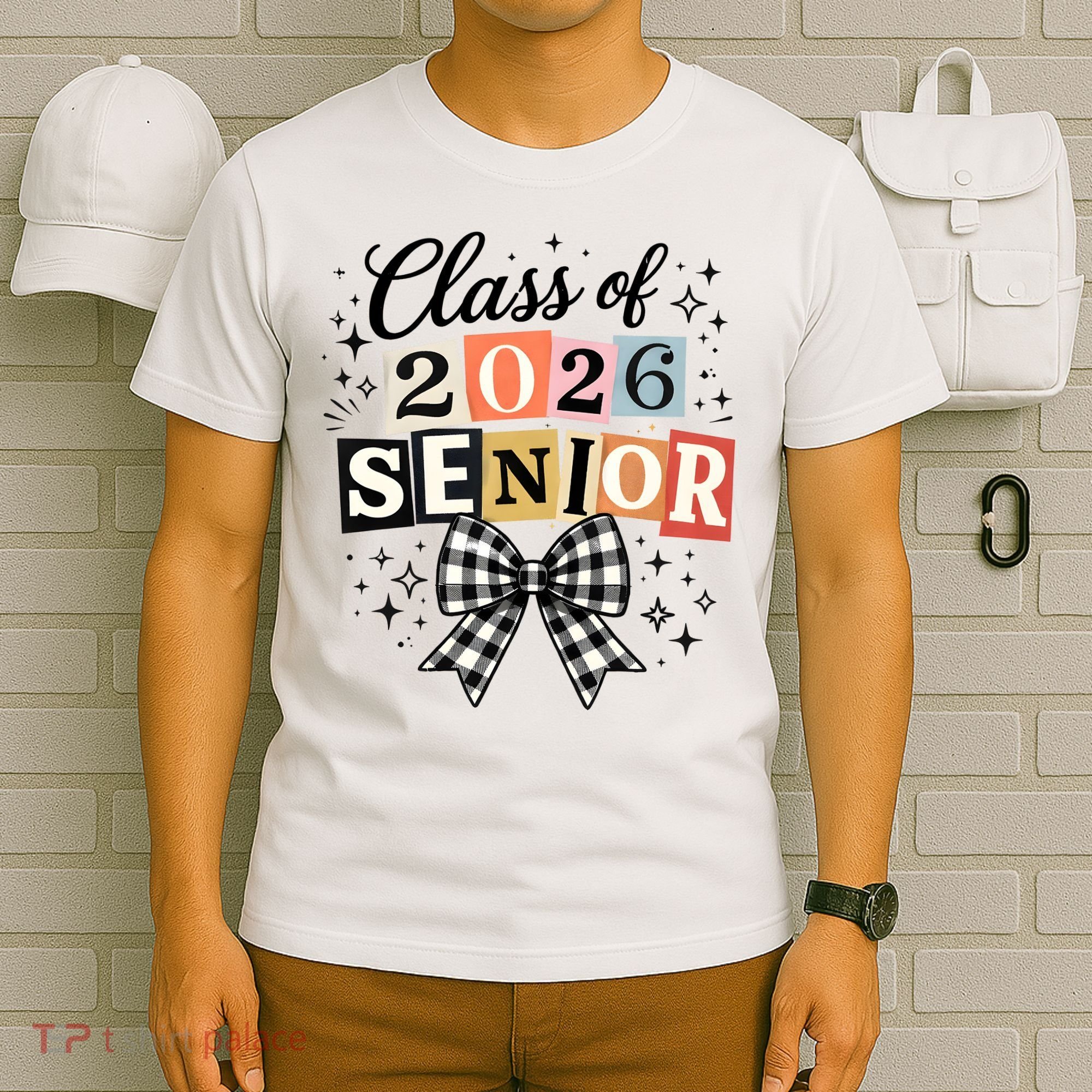 Class Of 2026 Senior Plaid Bow T-Shirt