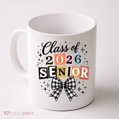 Class Of 2026 Senior Plaid Bow Coffee Mug
