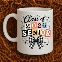 Class Of 2026 Senior Plaid Bow Coffee Mug thumb 2