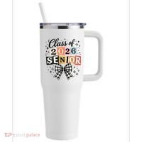 Class Of 2026 Senior Plaid Bow 40oz Vacuum Insulated Stainless Steel Travel Tumbler thumb 0