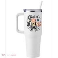 Class Of 2026 Senior Plaid Bow 40oz Vacuum Insulated Stainless Steel Travel Tumbler thumb 2