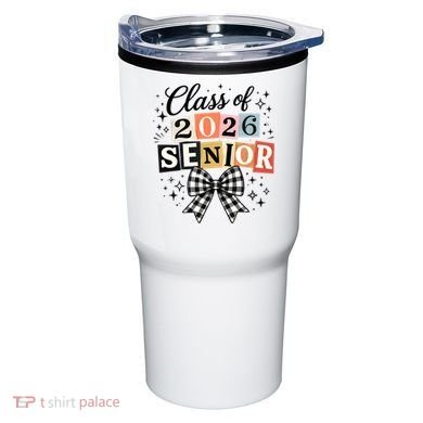 Class Of 2026 Senior Plaid Bow Tumbler