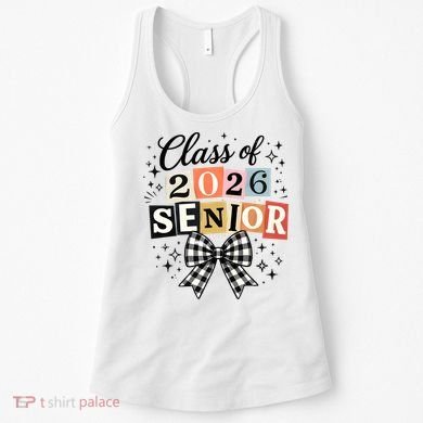 Class Of 2026 Senior Plaid Bow Women's Tank Top