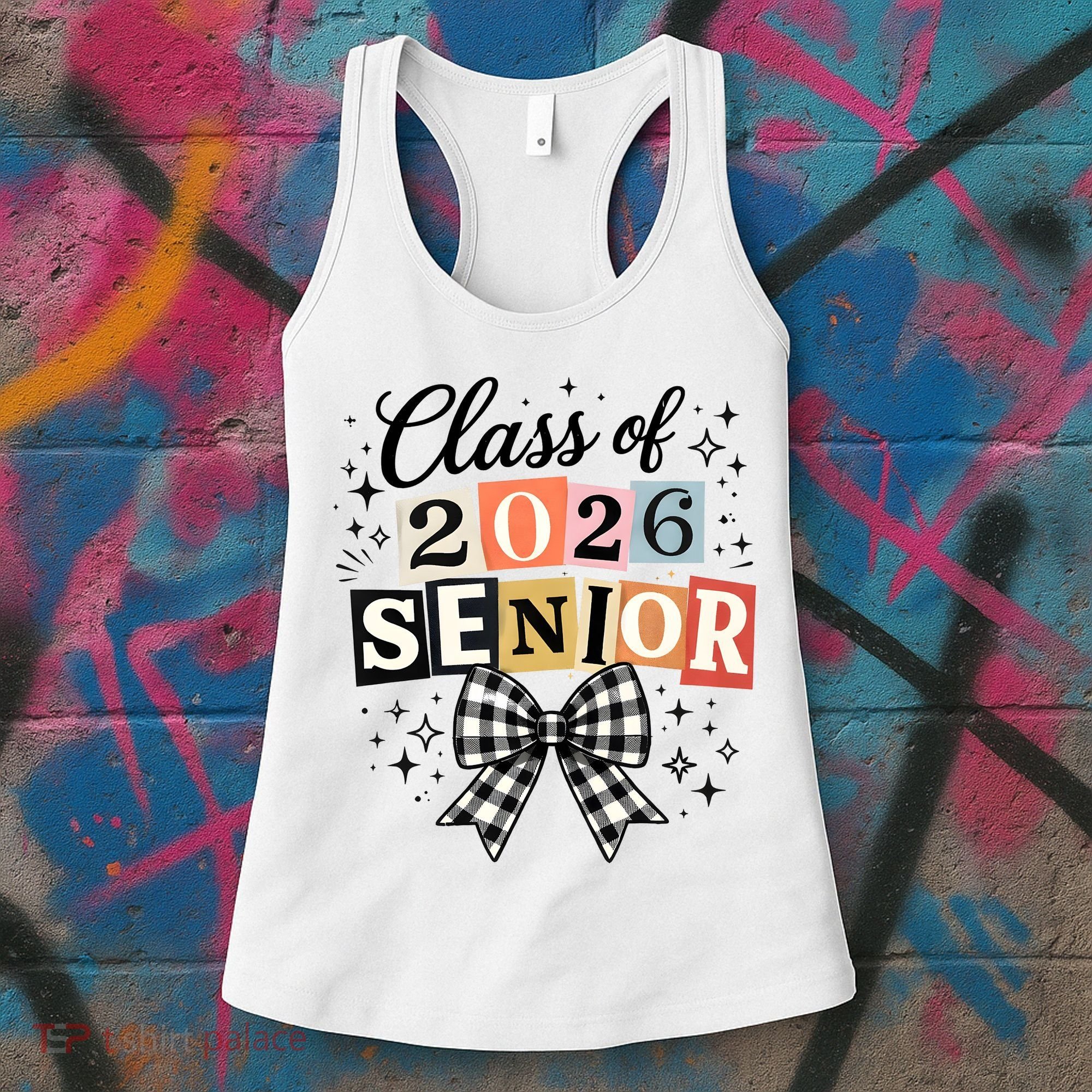 Class Of 2026 Senior Plaid Bow Women's Tank Top