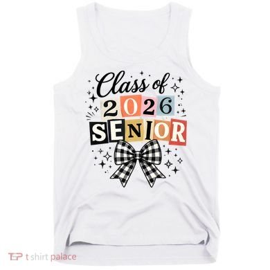 Class Of 2026 Senior Plaid Bow Tank Top