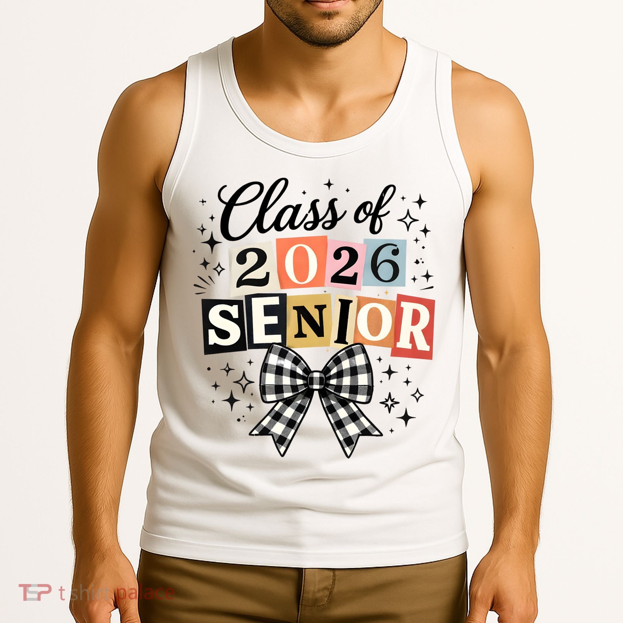 Class Of 2026 Senior Plaid Bow Tank Top