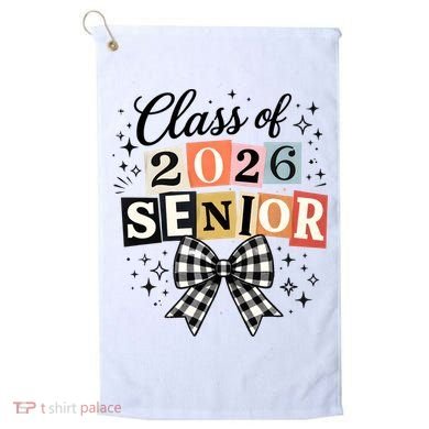 Class Of 2026 Senior Plaid Bow Golf Towel