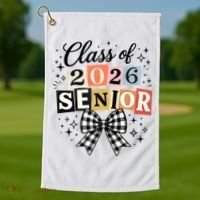 Class Of 2026 Senior Plaid Bow Golf Towel thumb 1