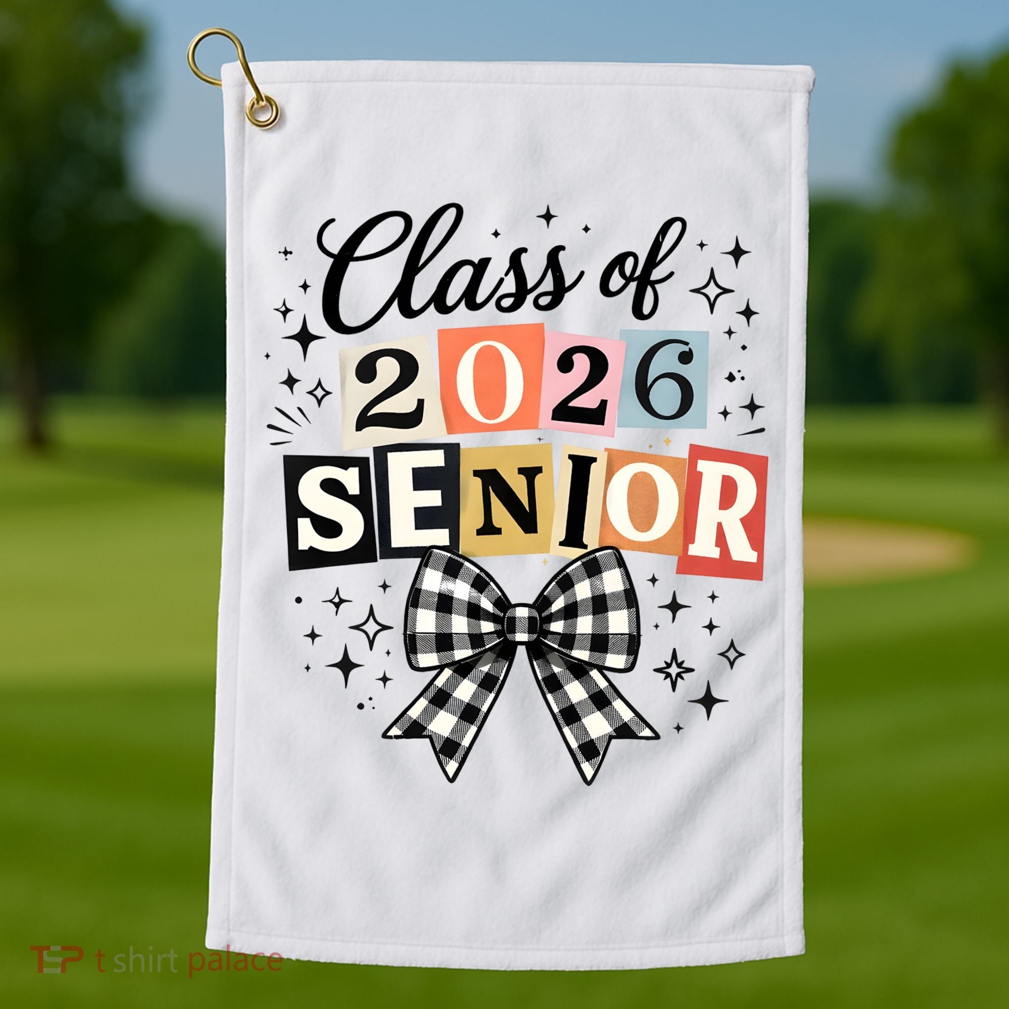 Class Of 2026 Senior Plaid Bow Golf Towel