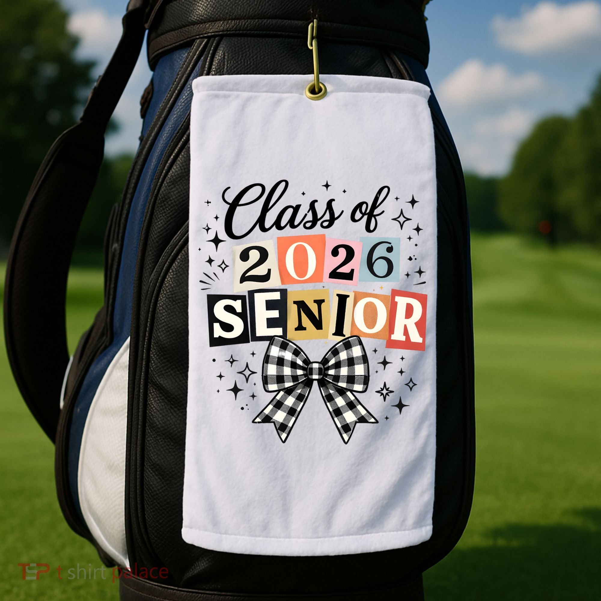 Class Of 2026 Senior Plaid Bow Golf Towel