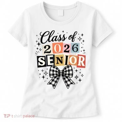 Class Of 2026 Senior Plaid Bow Women's T-Shirt