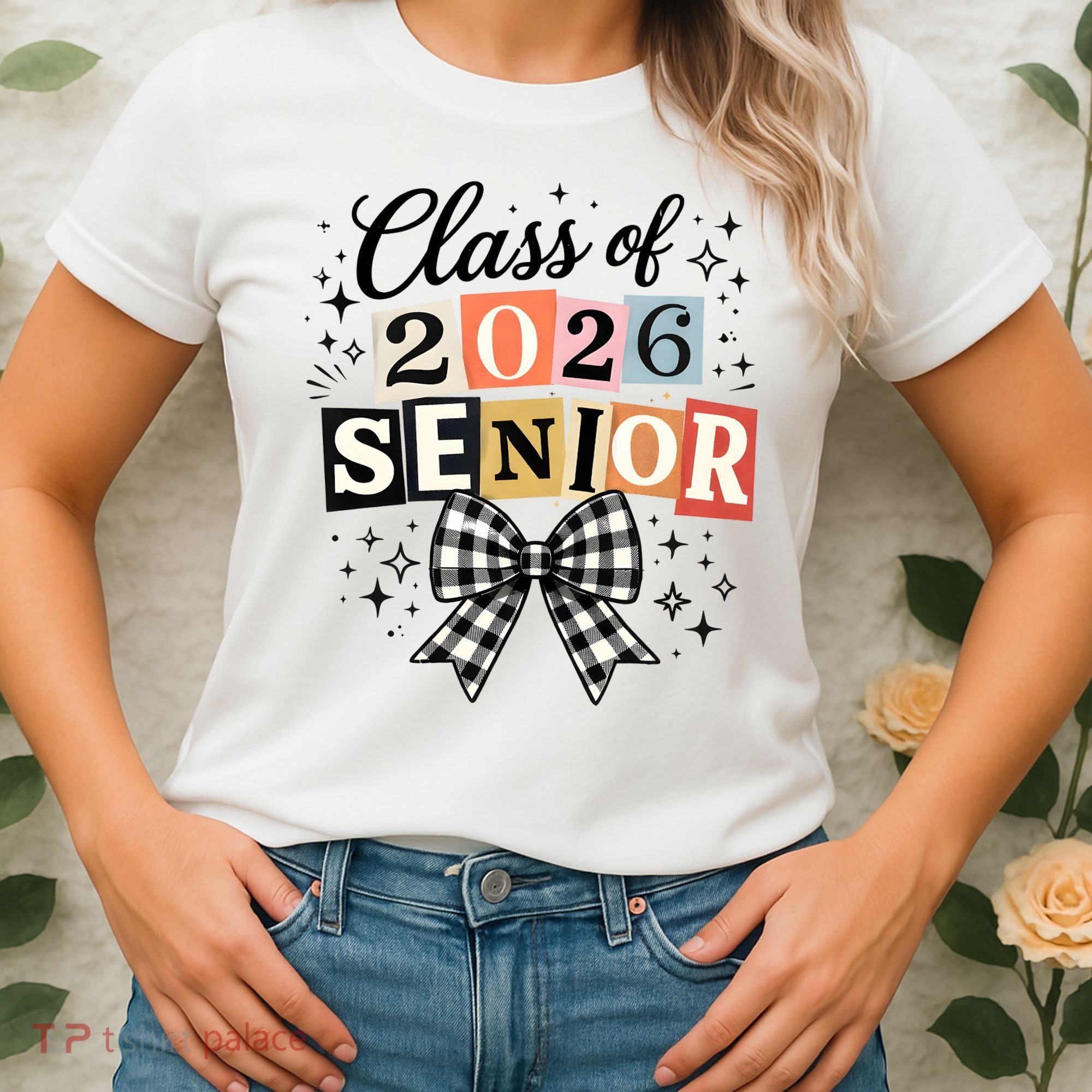 Class Of 2026 Senior Plaid Bow Women's T-Shirt