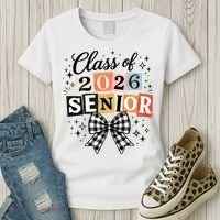Class Of 2026 Senior Plaid Bow Women's T-Shirt thumb 3