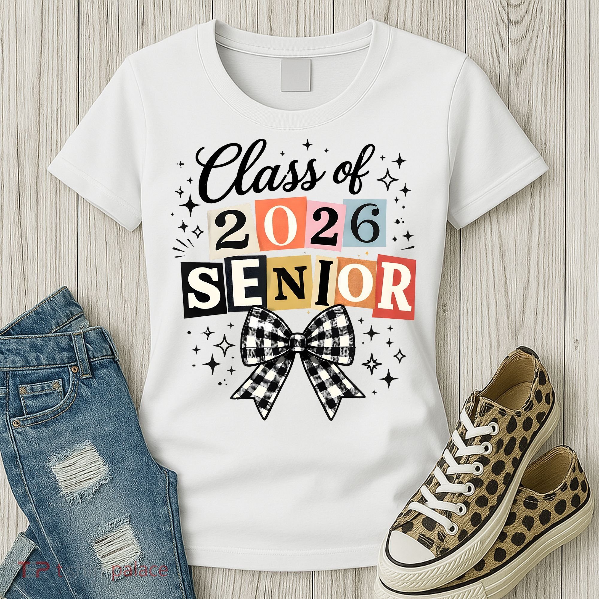 Class Of 2026 Senior Plaid Bow Women's T-Shirt