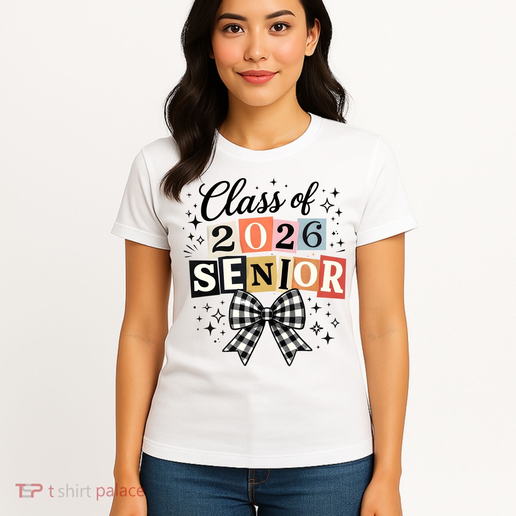Class Of 2026 Senior Plaid Bow Women's T-Shirt