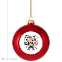 Class Of 2026 Senior Plaid Bow Plastic Christmas Ball Ornament thumb 0
