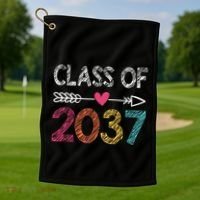 Class Of 2037 Kindergarten Pre K Grow With Me Graduation Golf Towel thumb 1