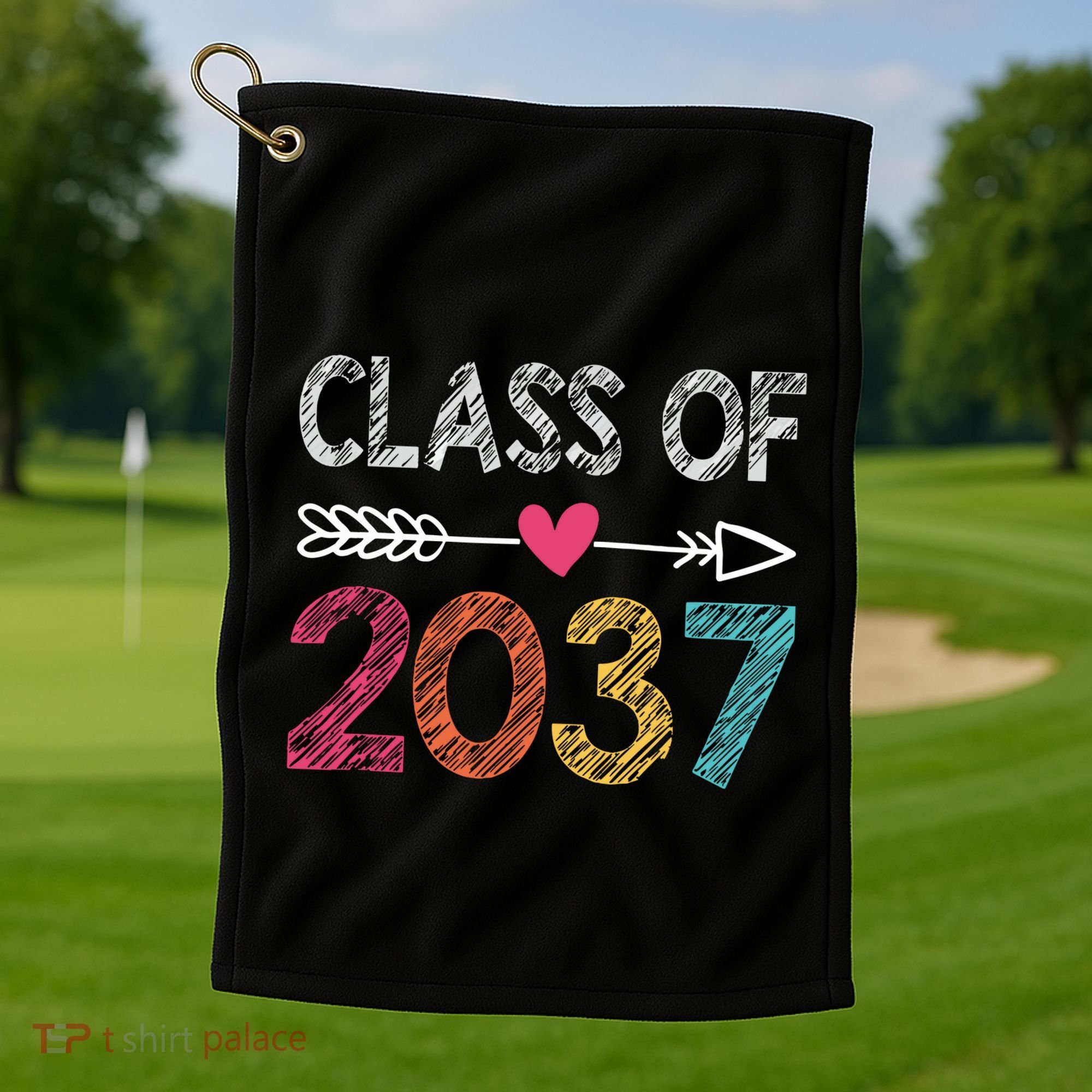Class Of 2037 Kindergarten Pre K Grow With Me Graduation Golf Towel