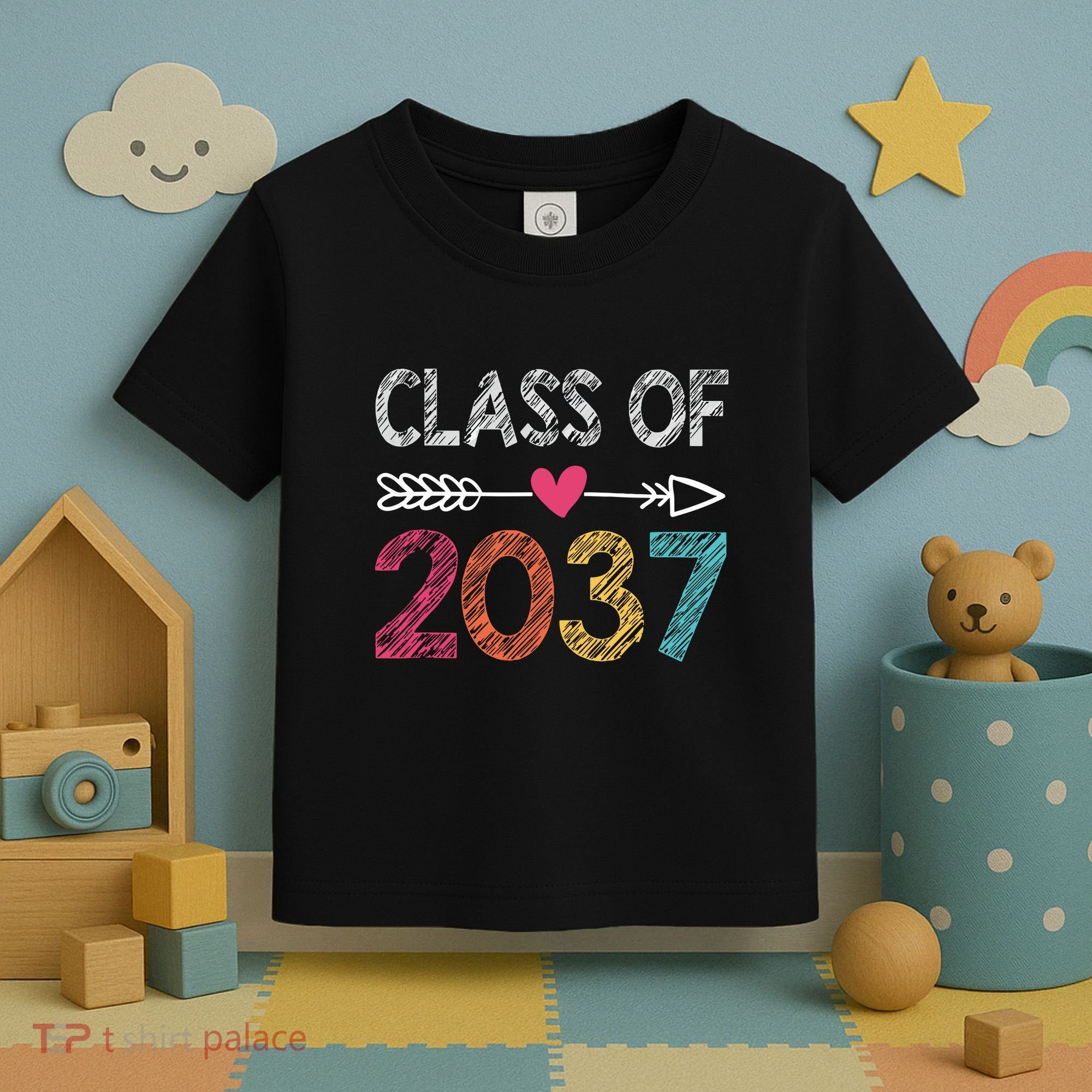 Class Of 2037 Kindergarten Pre K Grow With Me Graduation Toddler T-Shirt