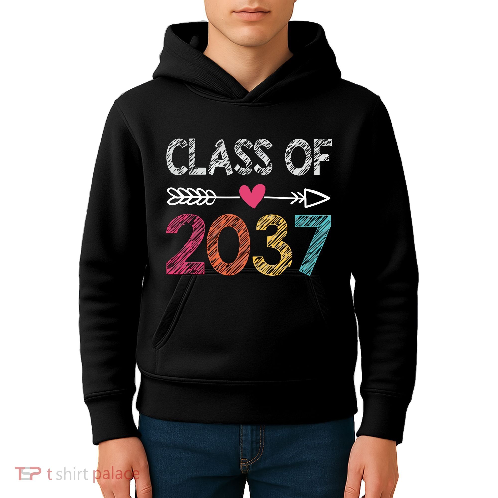 Class Of 2037 Kindergarten Pre K Grow With Me Graduation Kids Hoodie