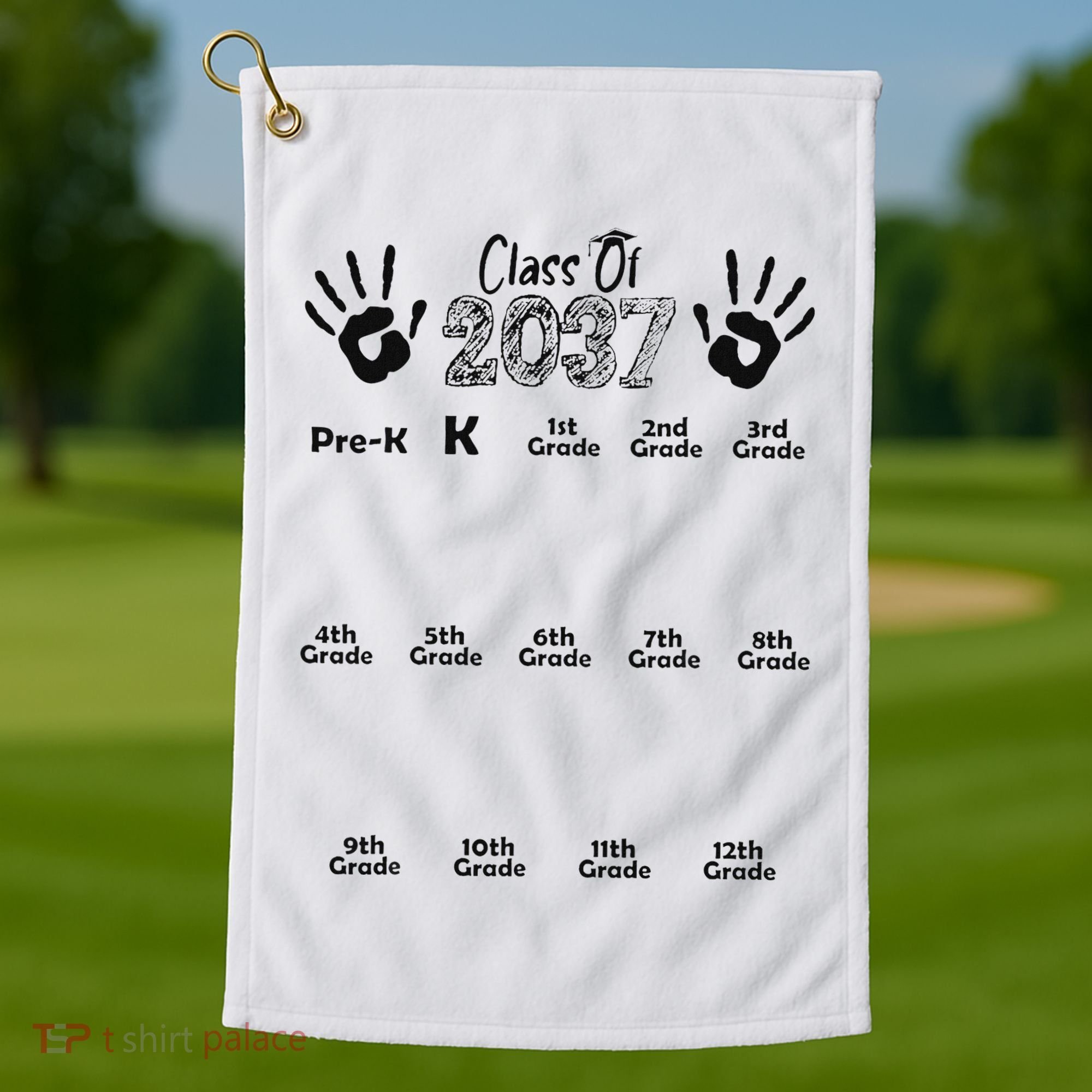 Class Of 2037 Grow With Me Prek To 12th Grade Golf Towel