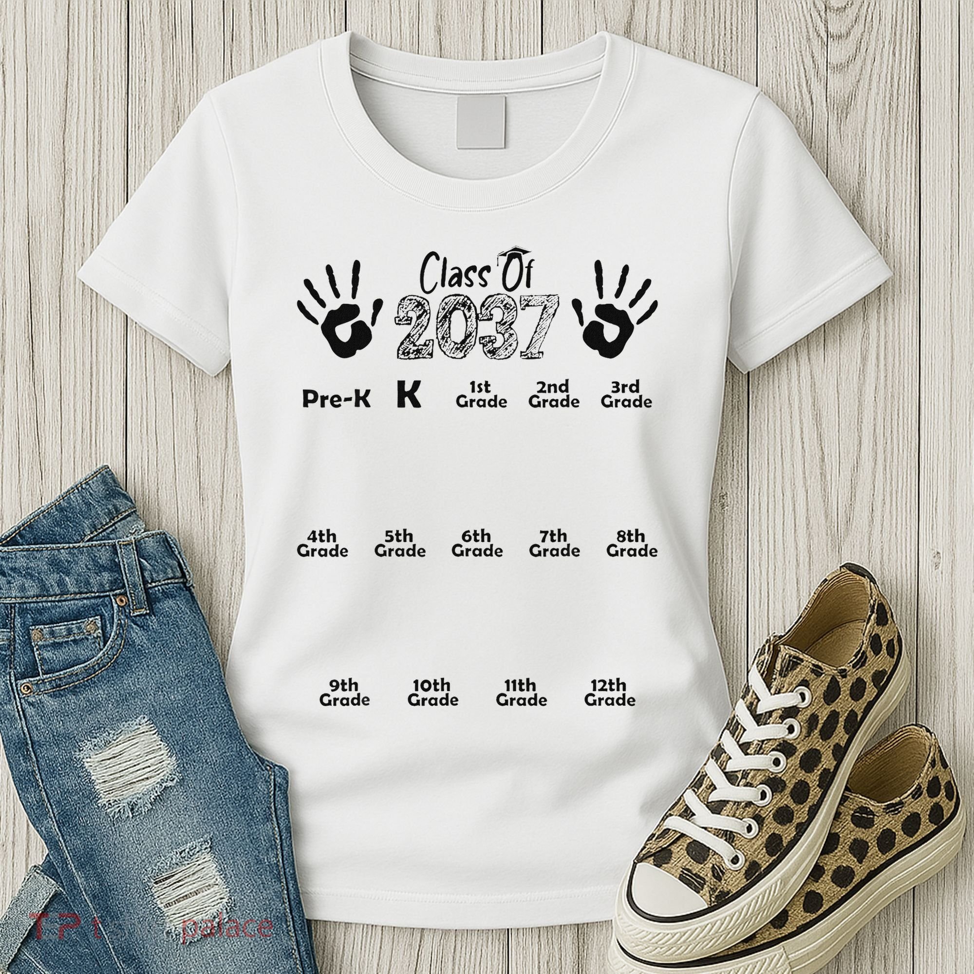 Class Of 2037 Grow With Me Prek To 12th Grade Women's T-Shirt