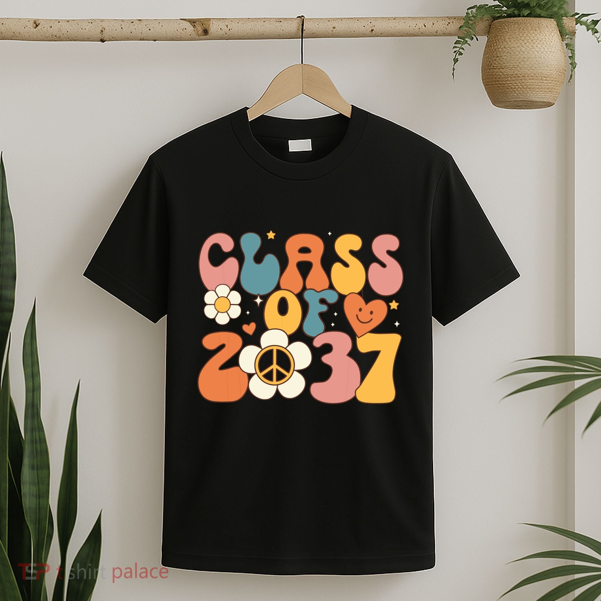 Class Of 2037 Hippie Peace Grow Me Kindergarten To Graduate T-Shirt