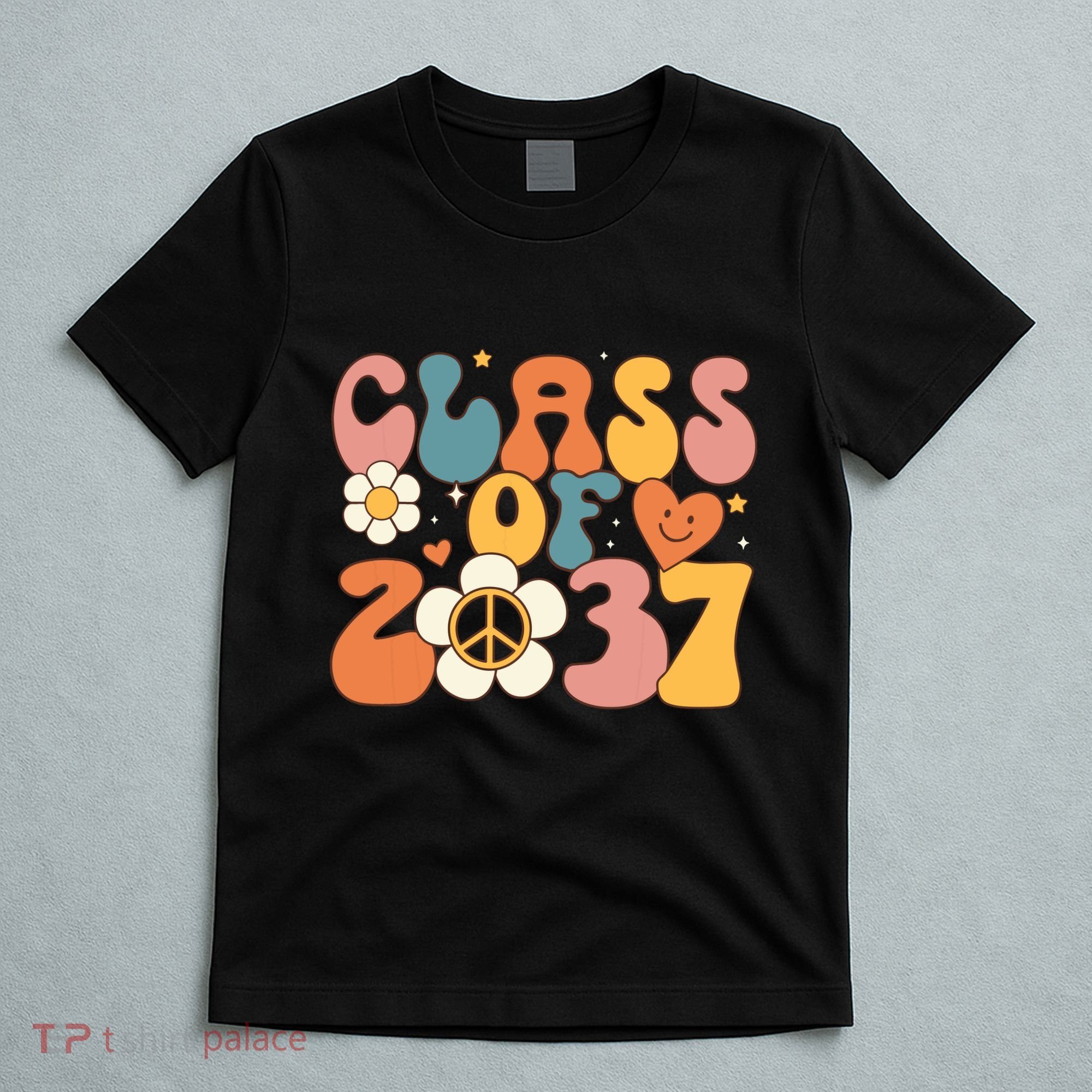 Class Of 2037 Hippie Peace Grow Me Kindergarten To Graduate T-Shirt