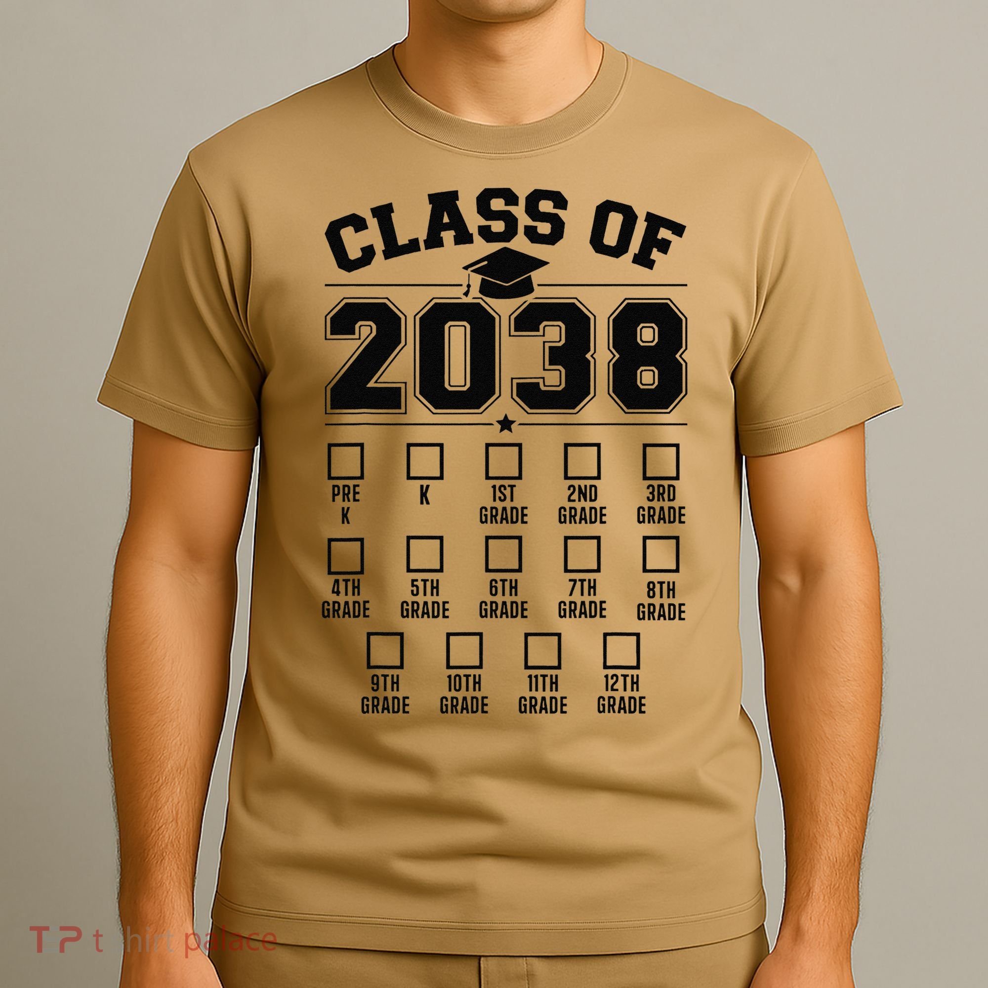 Class Of 2038 Grow With Me Checklist Prek To 12th Grade Gift T-Shirt