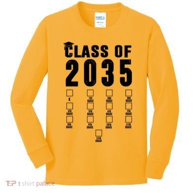 Class Of 2035 Graduation Countdown Kids Long Sleeve Shirt