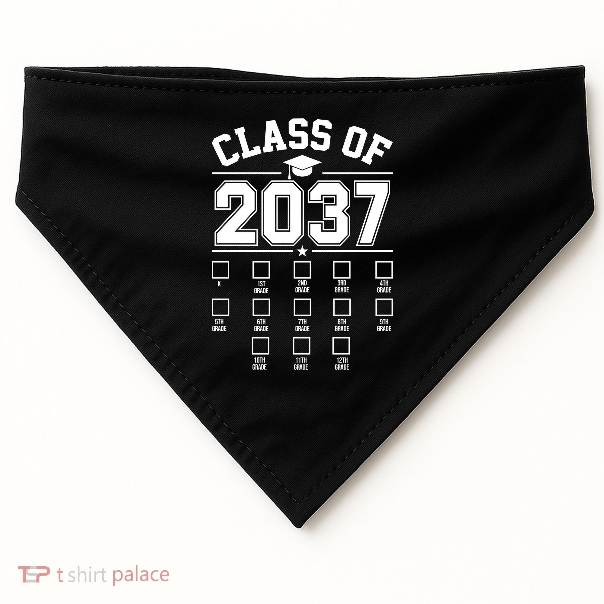 Class Of 2037 Grow With Me Checklist Kindergarten 12th Grade USA-Made Doggie Bandana