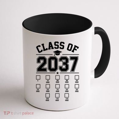 Class Of 2037 Grow With Me Checklist Kindergarten 12th Grade Coffee Mug back