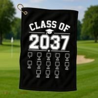 Class Of 2037 Grow With Me Checklist Kindergarten 12th Grade Golf Towel thumb 1