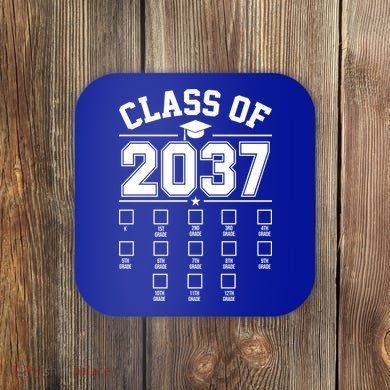 Class Of 2037 Grow With Me Checklist Kindergarten 12th Grade Coaster