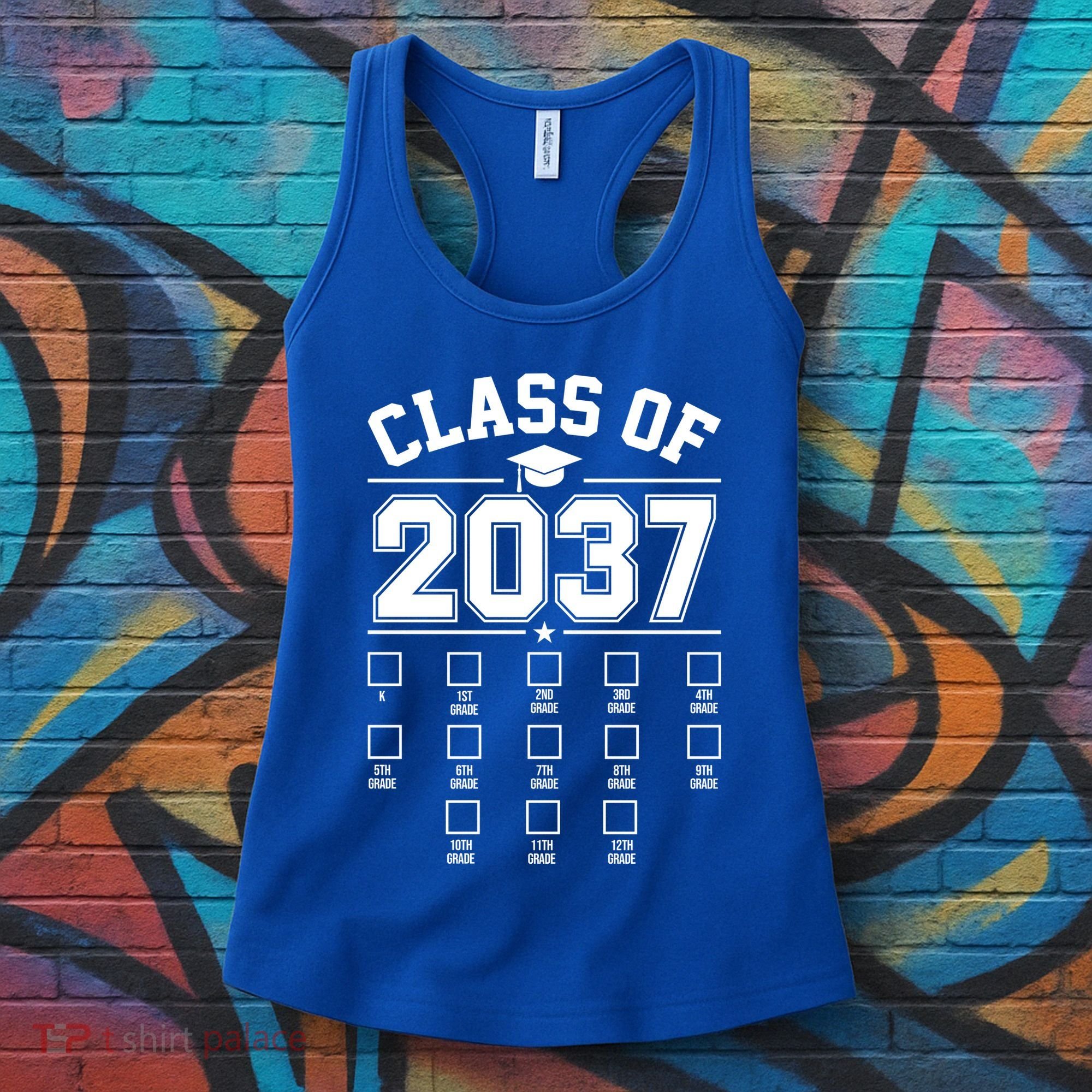 Class Of 2037 Grow With Me Checklist Kindergarten 12th Grade Women's Tank Top