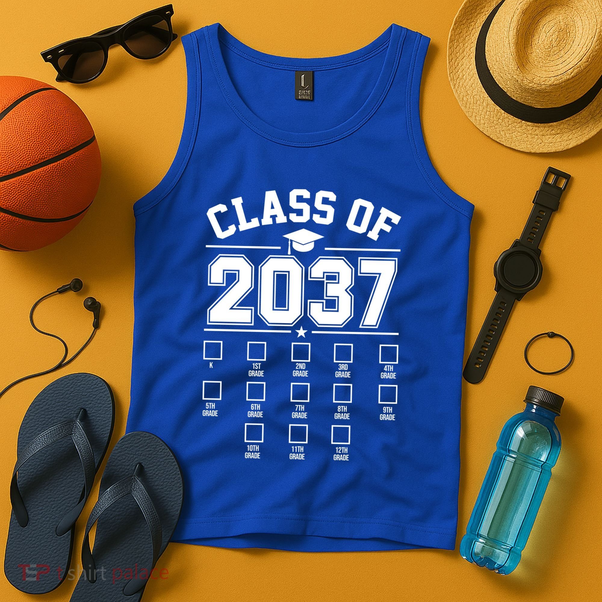 Class Of 2037 Grow With Me Checklist Kindergarten 12th Grade Tank Top