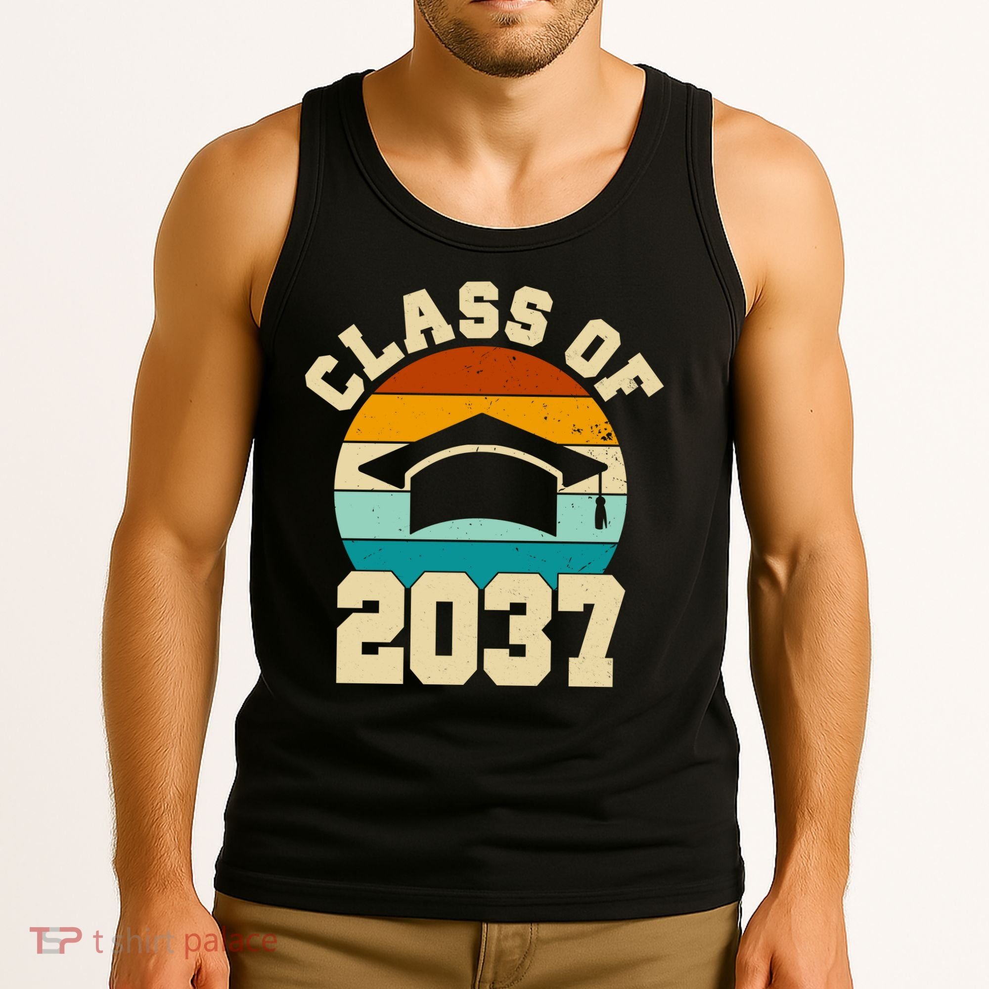 Class Of 2037 Kindergarten Graduation Retro Tank Top